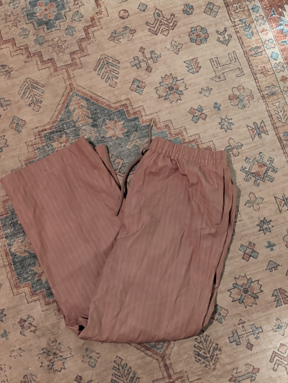 Varley Tan Pinstripe Lounge Pants
